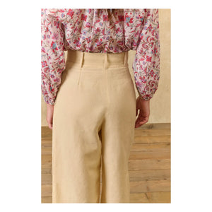 Louise Misha - Pantalones Federica de Lino y Algodón | Marfil