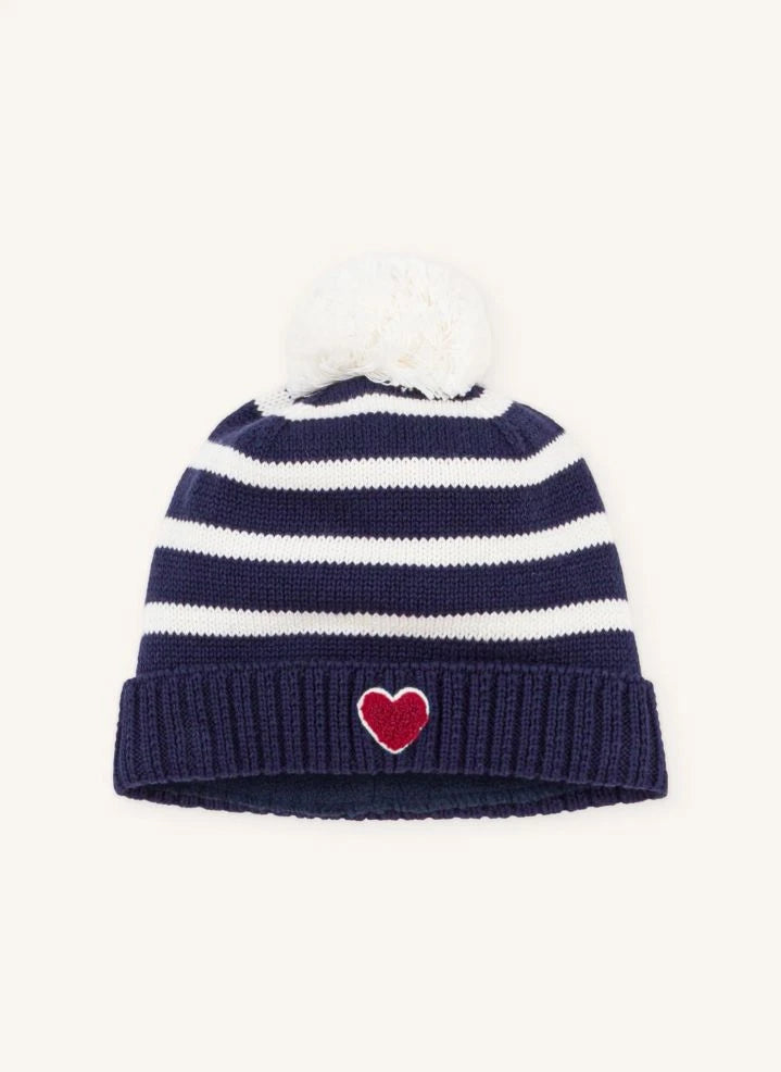 Petit Bateau - Gorro de algodón orgánico con corazón | Azul noche