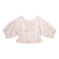 Tocoto Vintage - Blusa de manga 3/4 cerezas | Rosa claro