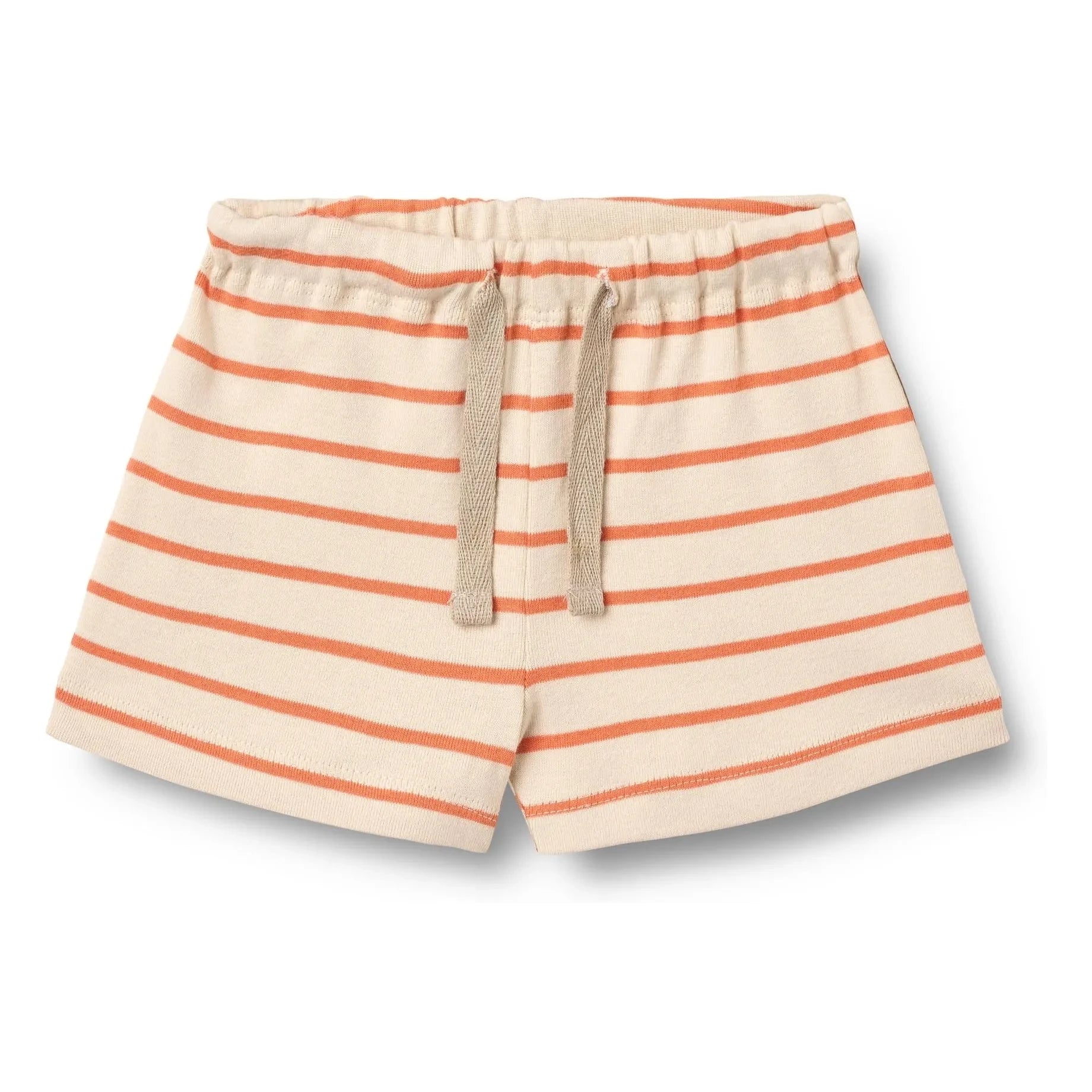 Wheat - Pantalones cortos Vic de punto a rayas de algodón orgánico | Naranja