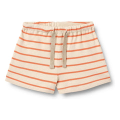 Wheat - Pantalones cortos Vic de punto a rayas de algodón orgánico | Naranja