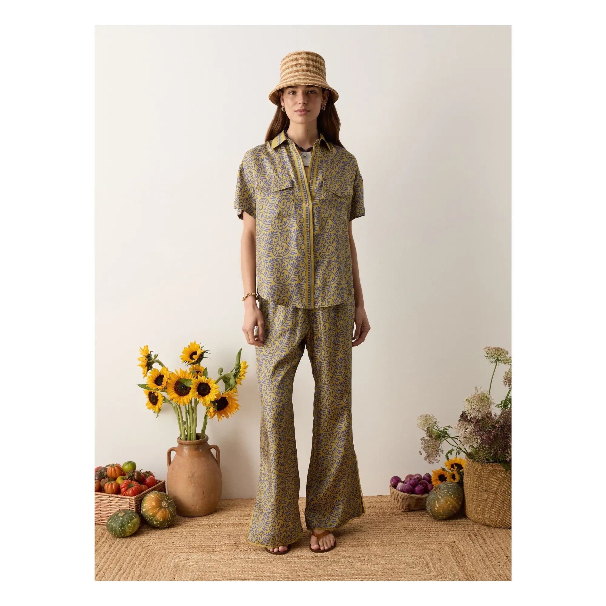Boteh - Pantalones de seda Verve | Mostaza