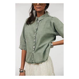 Lollys Laundry - Camisa de algodón Bono | Caqui