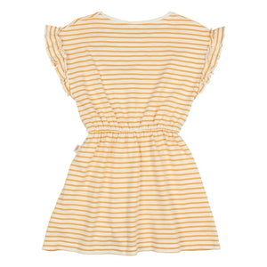 Búho - Vestido de punto de rayas Fresa Algodón Orgánico | Amarillo