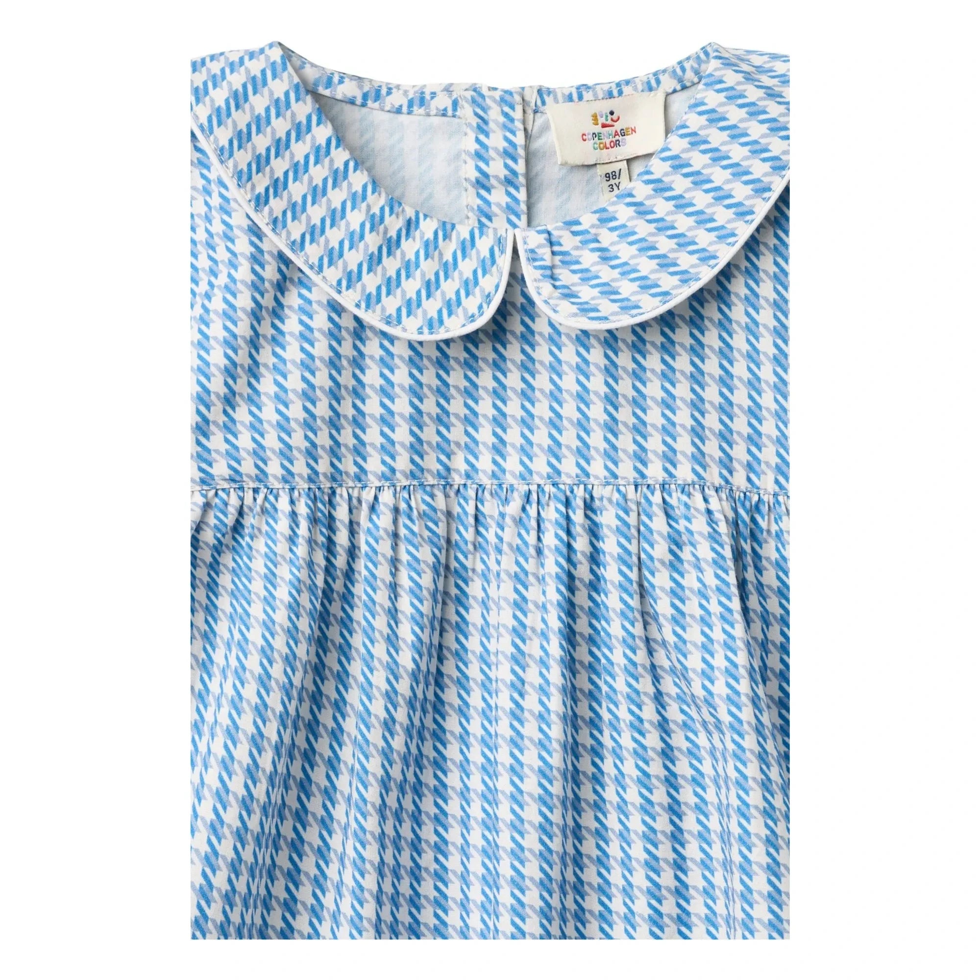 Copenhagen Colors - Blusa de Algodón Orgánico con Cuello Claudine y Topos | Azul
