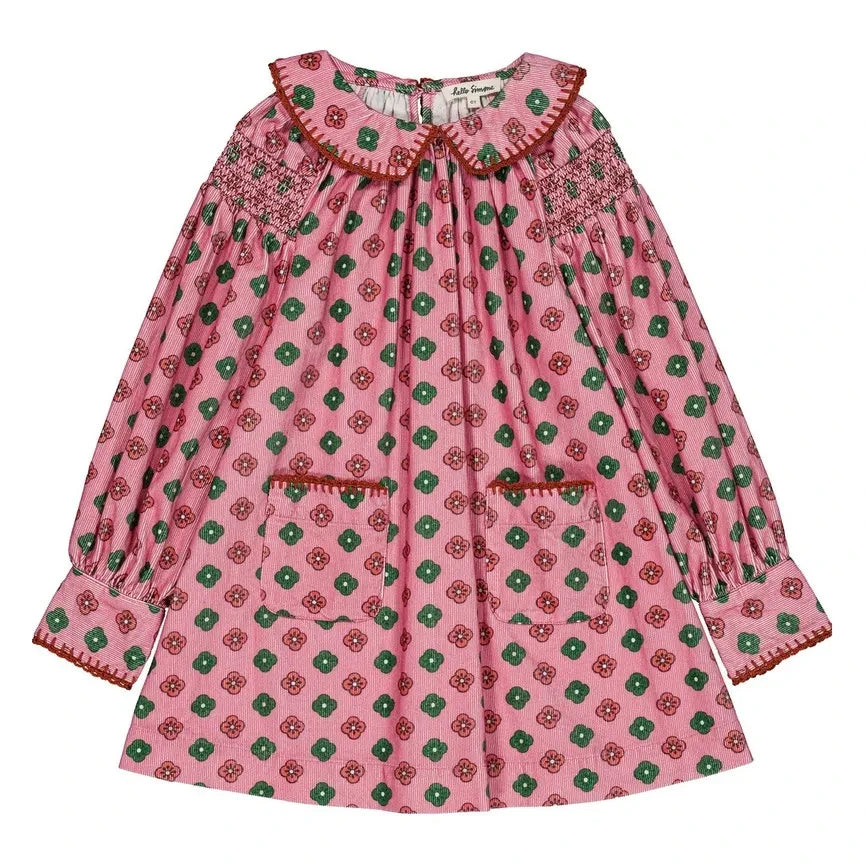 Hola, Simone - Vestido de pana de canalé con estampado floral Martha | Rosa