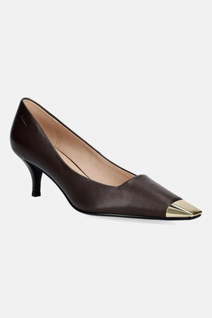 Zapatos de tacón de cuero con escote metálico Furla