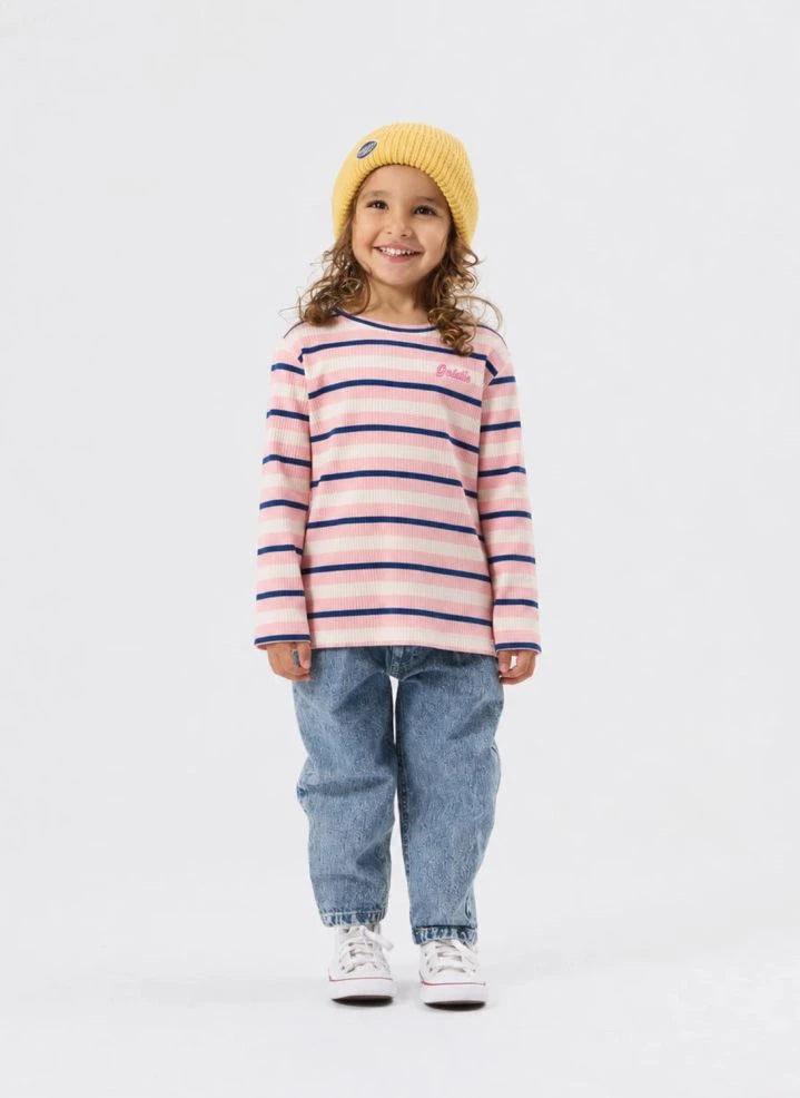 Goldie + Ace - Camiseta de canalé a rayas | Rosa