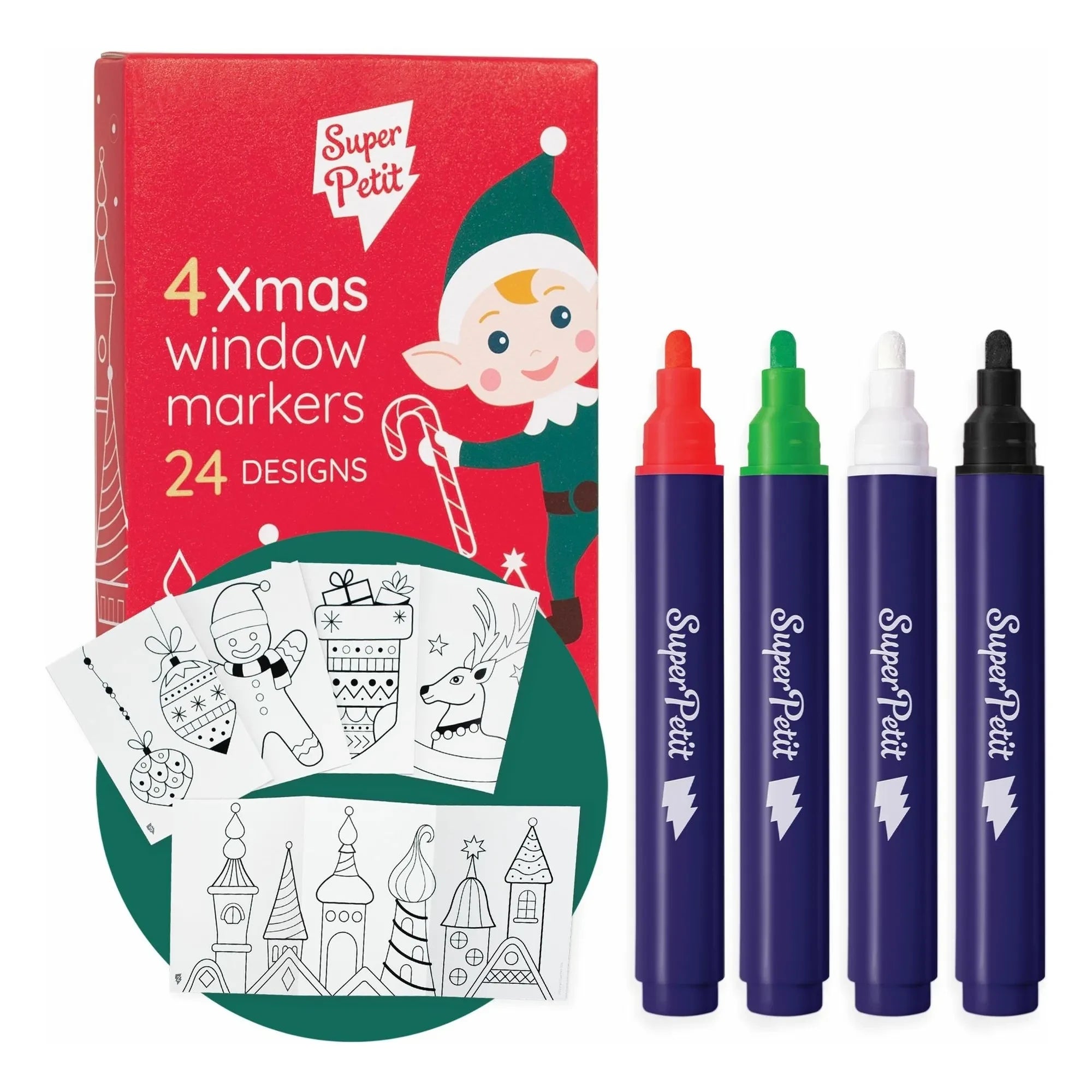 Superpetit - Set de 4 rotuladores para ventanas con motivos navideños