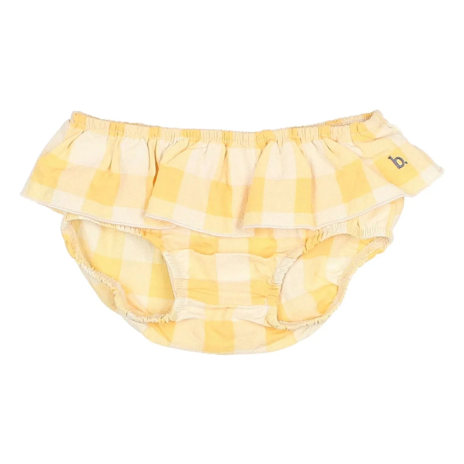 Búho - Vichy Fruncido Seersucker Mono de Algodón | Amarillo