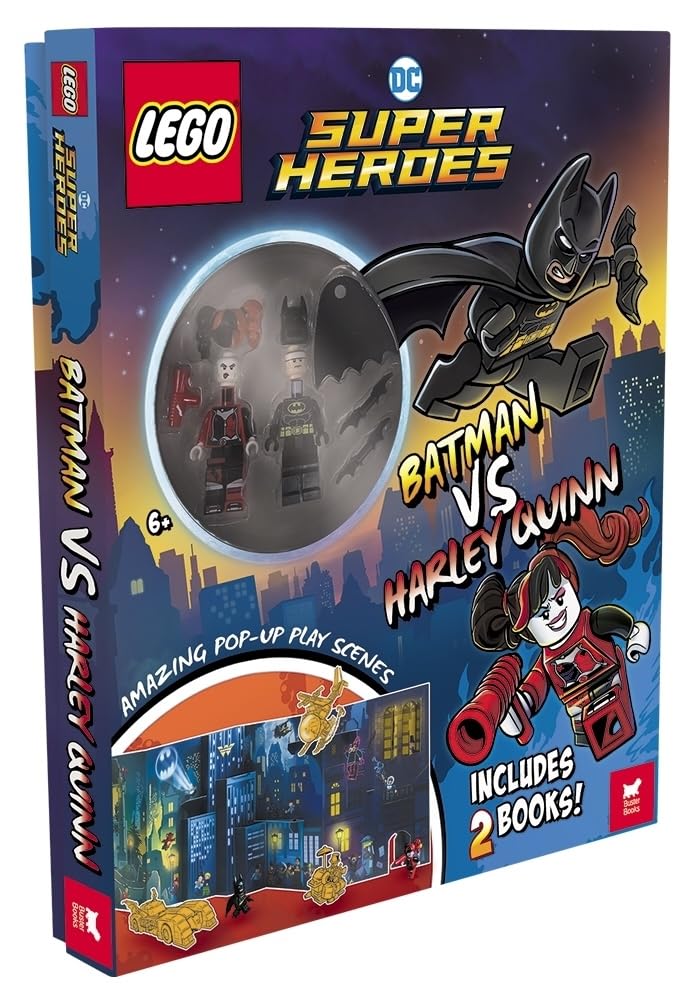 Buster Books - LEGO® DC Super Heroes™: Batman vs. Harley Quinn Libro de actividades y cuentos en inglés con figura de juguete