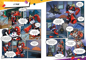 Buster Books - LEGO® DC Super Heroes™: Batman vs. Harley Quinn Libro de actividades y cuentos en inglés con figura de juguete