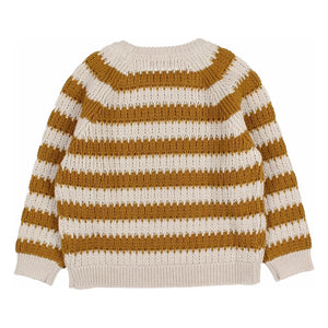 Búho - Jersey de alpaca de lana a rayas | Mostaza