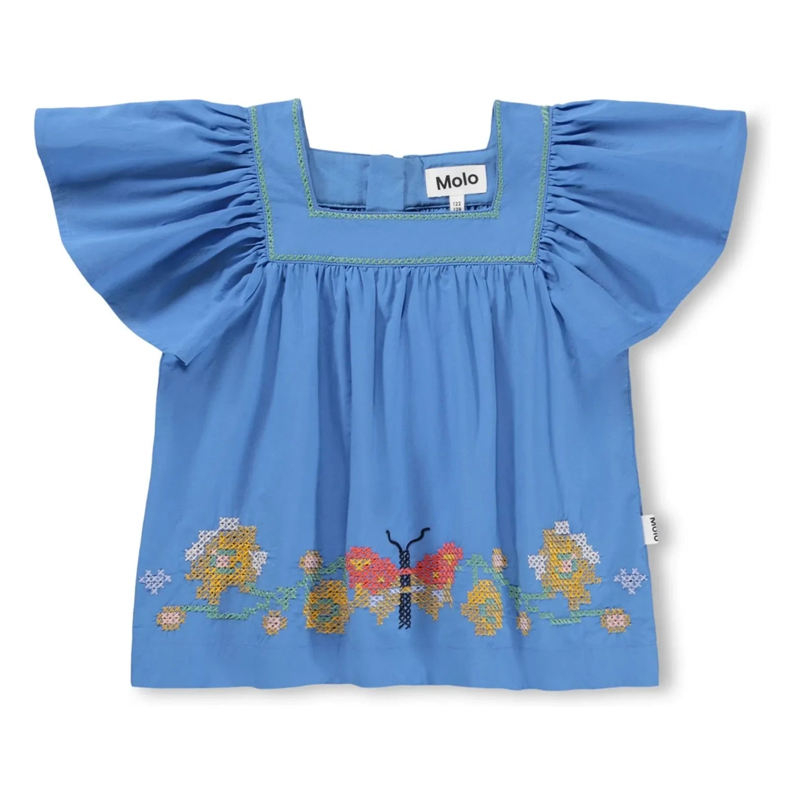 Molo - Rosalyn Butterfly top de algodón orgánico con volantes | Azul