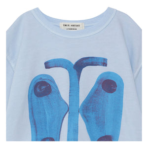 True Artist - Camiseta con mariposas de algodón orgánico | Azul claro