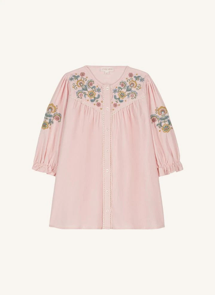 Louise Misha - Vestido Floriane de terciopelo fino | Rosa pálido