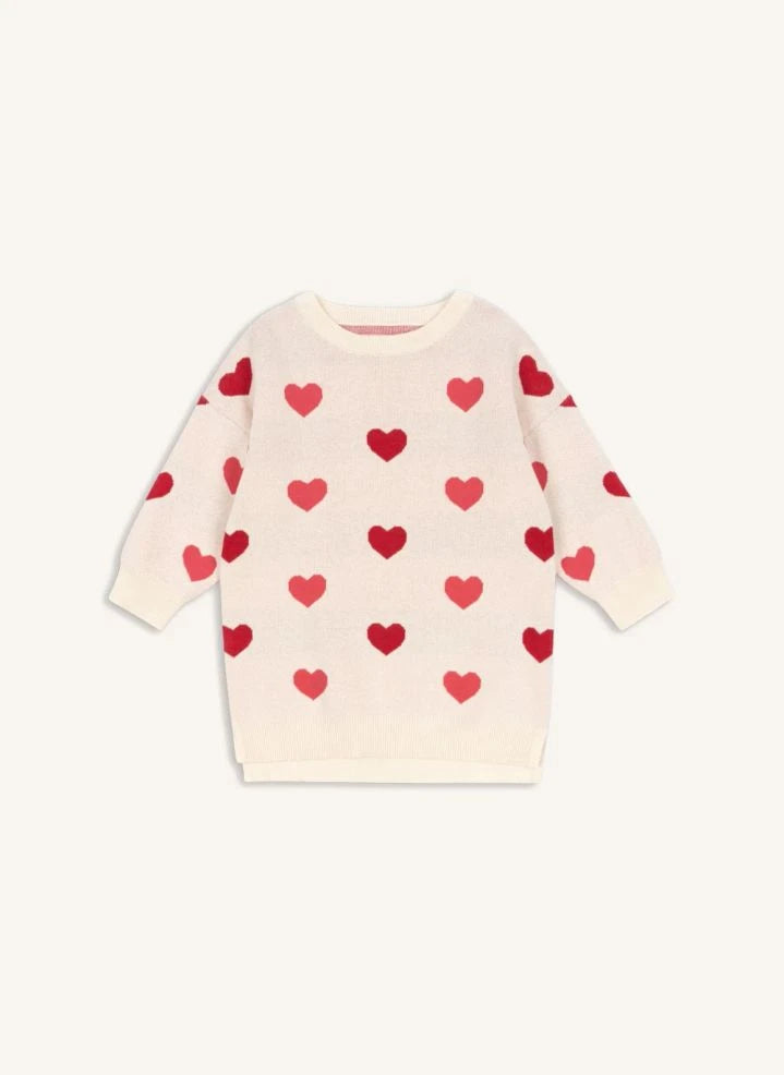 Konges Sløjd - Rosa polvo Dress Sweater Lapis Hearts Algodón orgánico