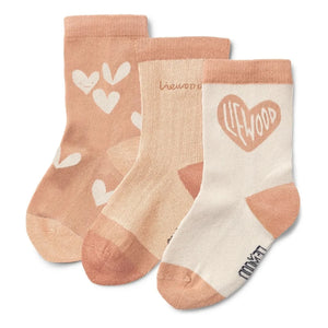 Liewood - Set de 3 Calcetines Silas de Corazones | Rosa