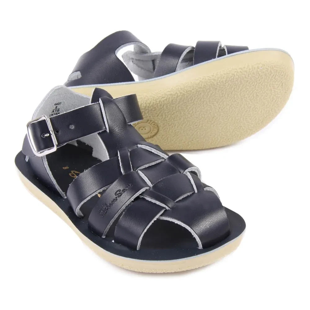 Salt-Water - Sandalias Shark de piel impermeables | Azul marino