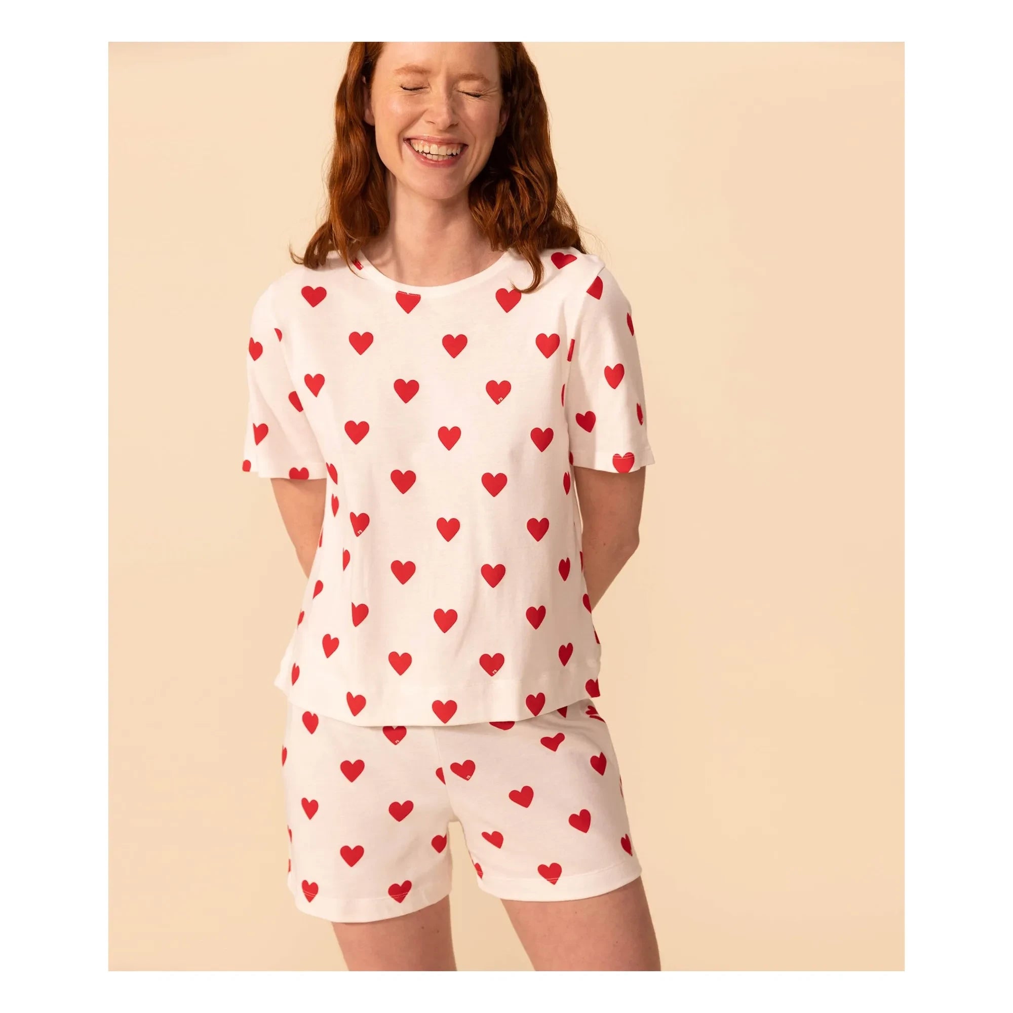 Petit Bateau - Shorts de pijama con corazones - Colección para mujer | Blanco