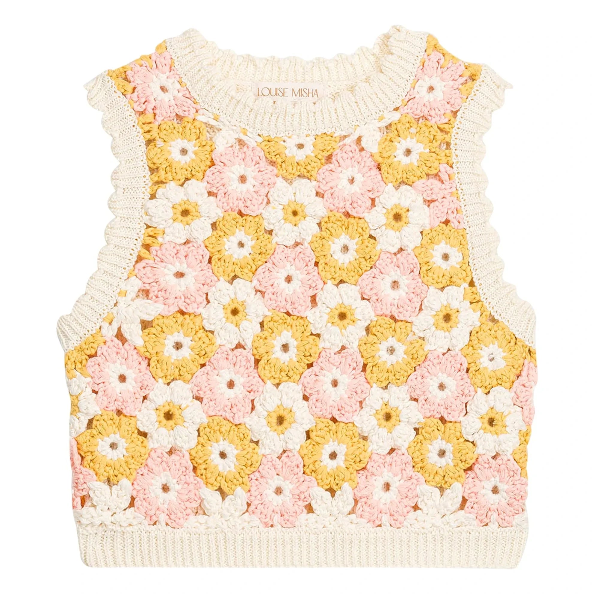 Louise Misha - Top bordado Rynia Maille | Crema