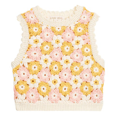 Louise Misha - Top bordado Rynia Maille | Crema