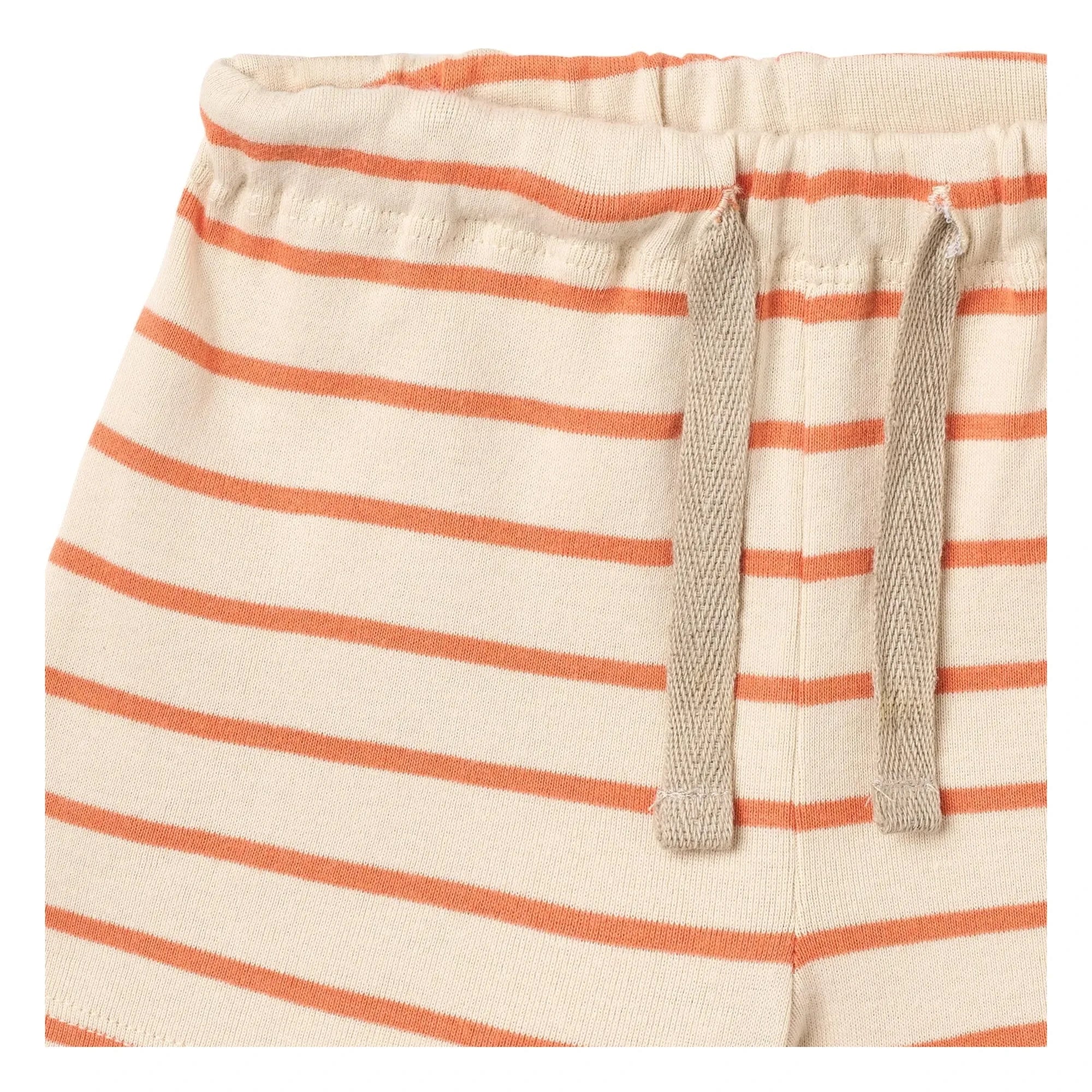 Wheat - Pantalones cortos Vic de punto a rayas de algodón orgánico | Naranja