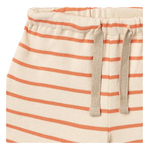 Wheat - Pantalones cortos Vic de punto a rayas de algodón orgánico | Naranja