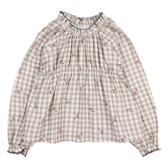 Búho - Blusa Vichy con Flores | Gris