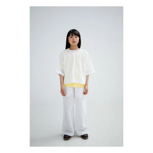 Repose AMS - Blusa con botones en la espalda de algodón orgánico Anglaise bordado | Blanco