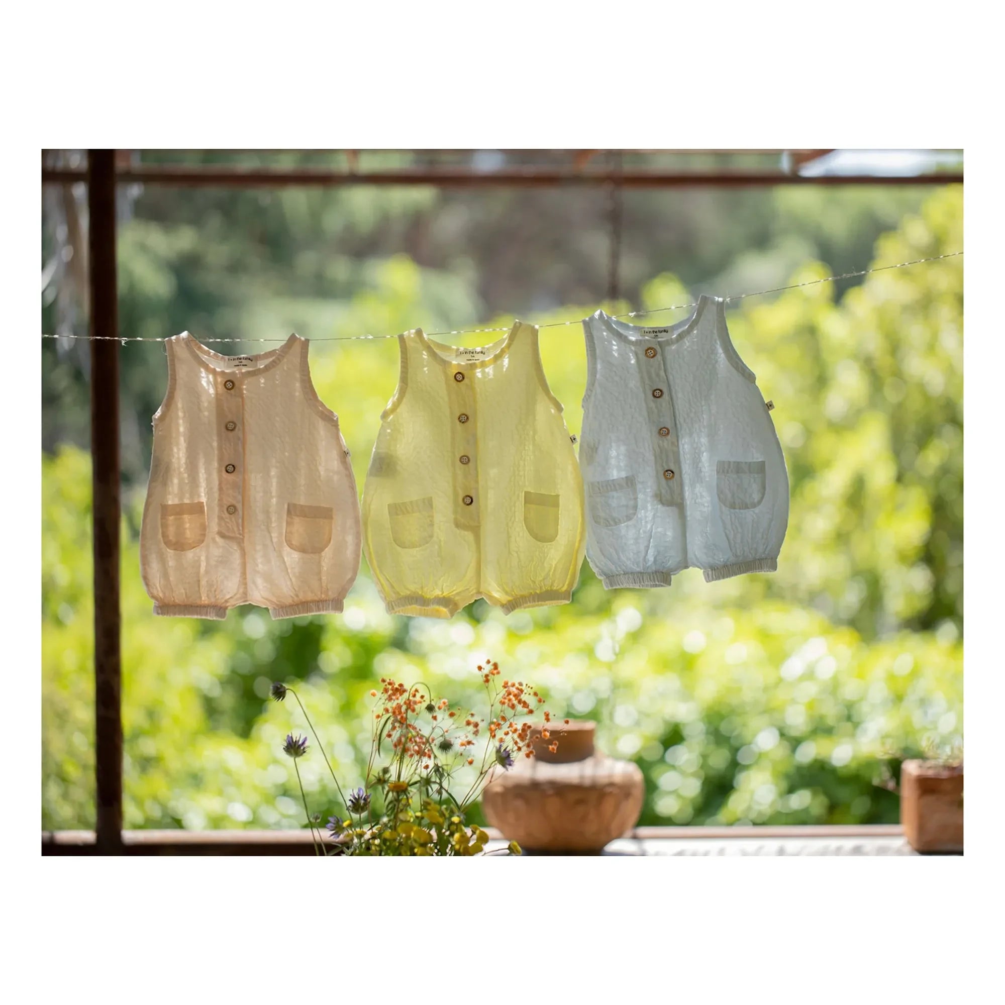 1+ en la familia - Mono Etolia Seersucker | Beige rosa