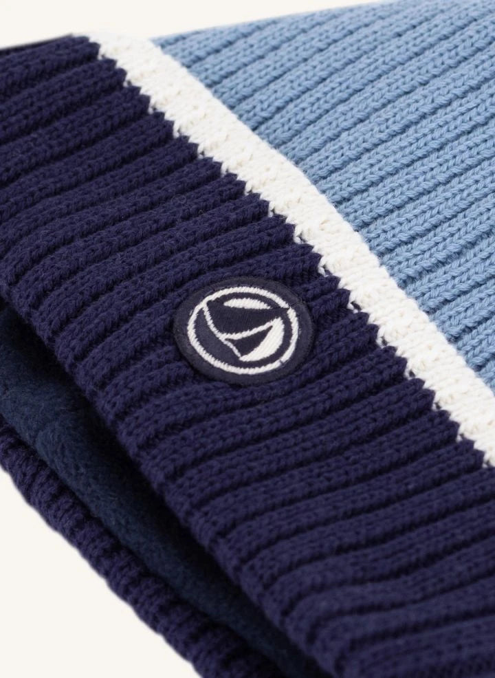 Petit Bateau - Sombrero de malla con bloques de color | Azul