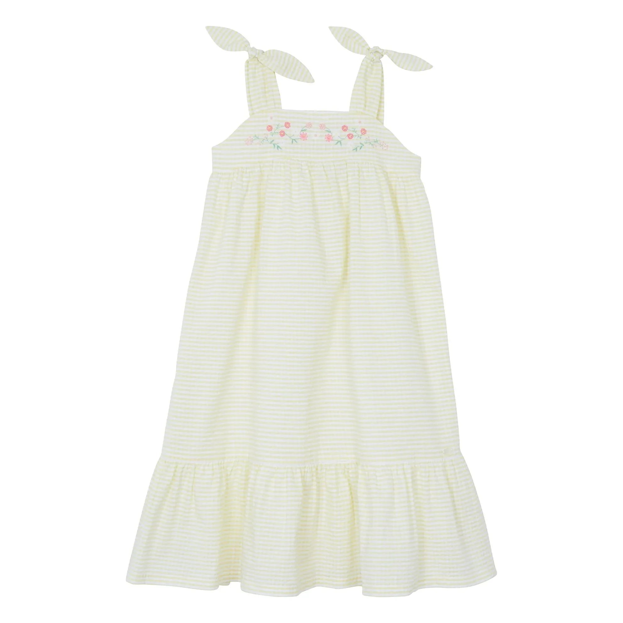 Tartine et Chocolat - Vestido sin tirantes bordado a rayas | Amarillo