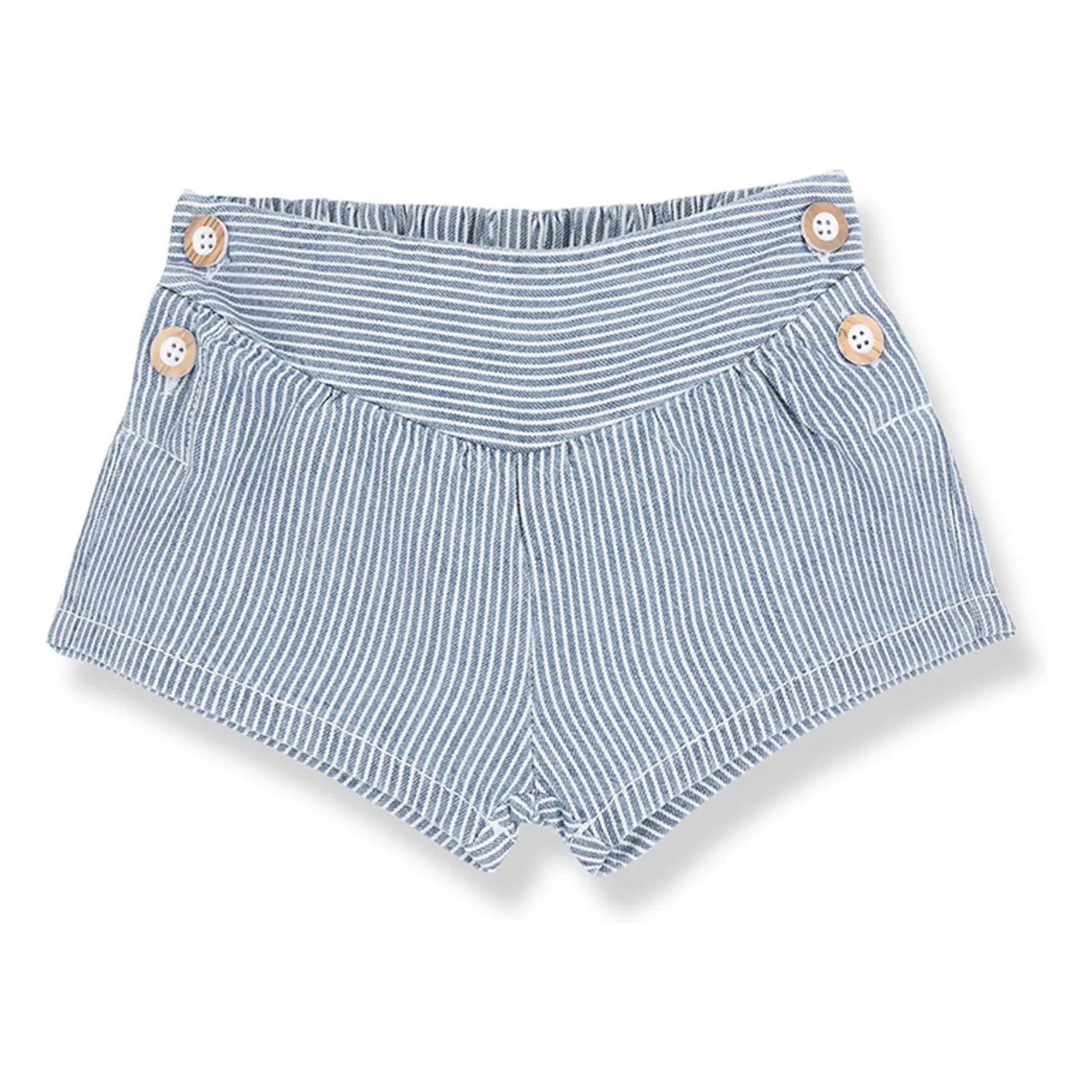 1+ in the family - Pantalones Cortos Rayas Algodón Orgánico Deia | Azul Claro