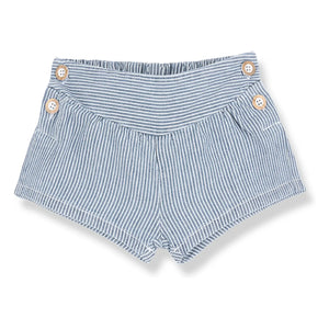 1+ in the family - Pantalones Cortos Rayas Algodón Orgánico Deia | Azul Claro