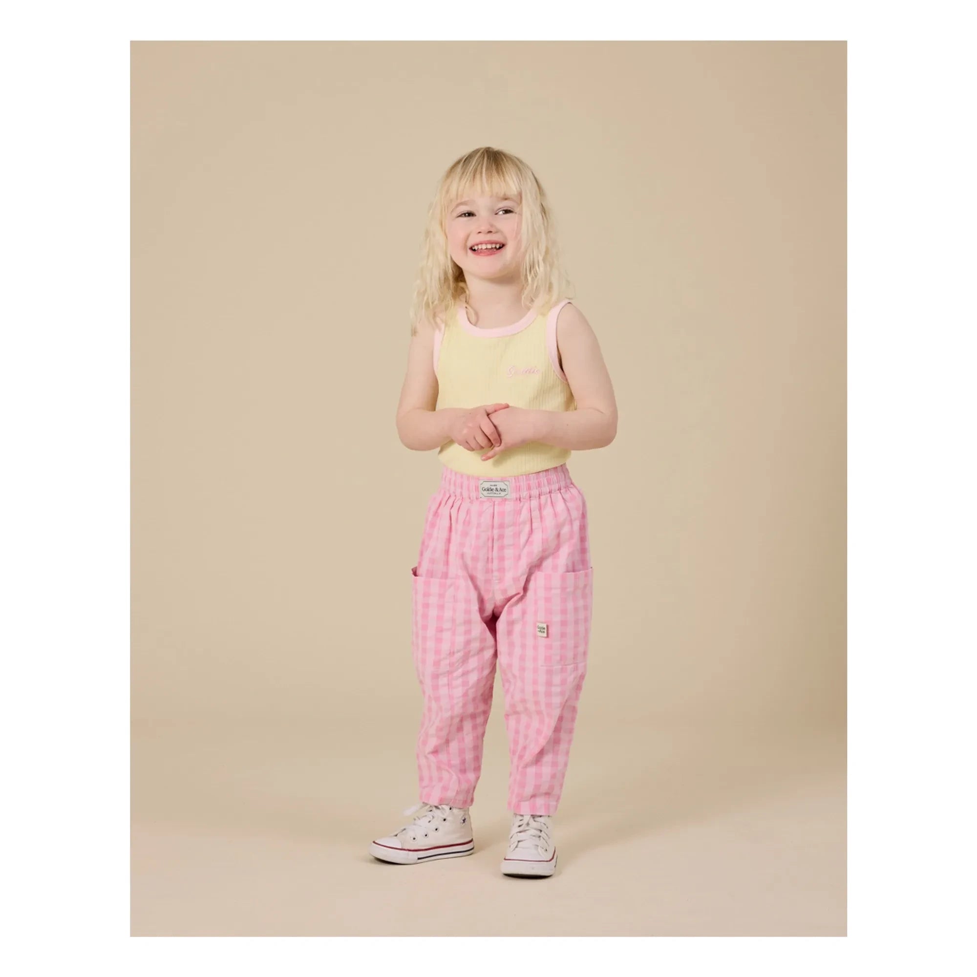 Goldie + Ace - Pantalones con Bolsillos a Cuadros Vichy | Rosa
