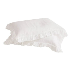 Maison de Vacances - Funda de almohada de lino lavado Bohème | Blanco