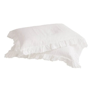 Maison de Vacances - Funda de almohada de lino lavado Bohème | Blanco