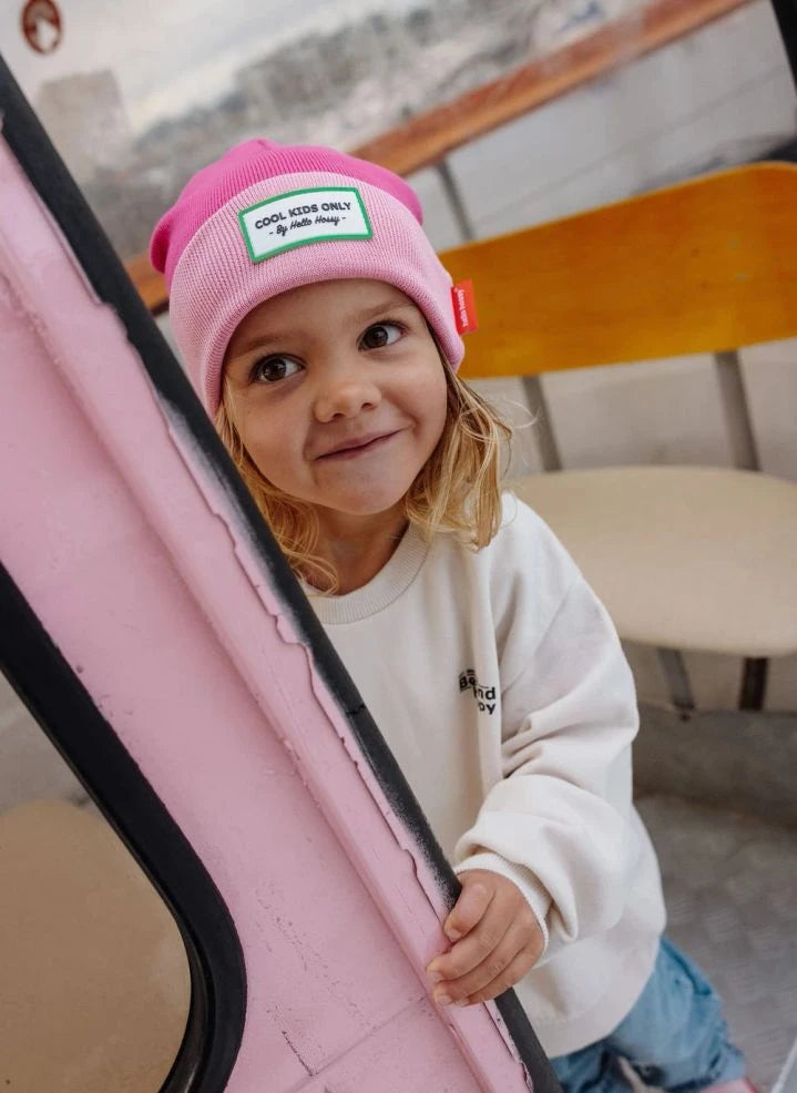 Hello Hossy - Gorro de algodón orgánico con bloques de color | Rosa