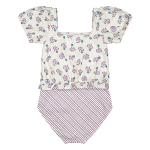 Soor Ploom - Bañador Rosalía de fibra reciclada con estampado floral | Blanco