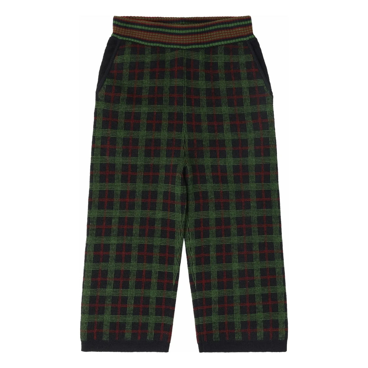 FUB - Pantalón de lana merina afieltrada Carreaux verde