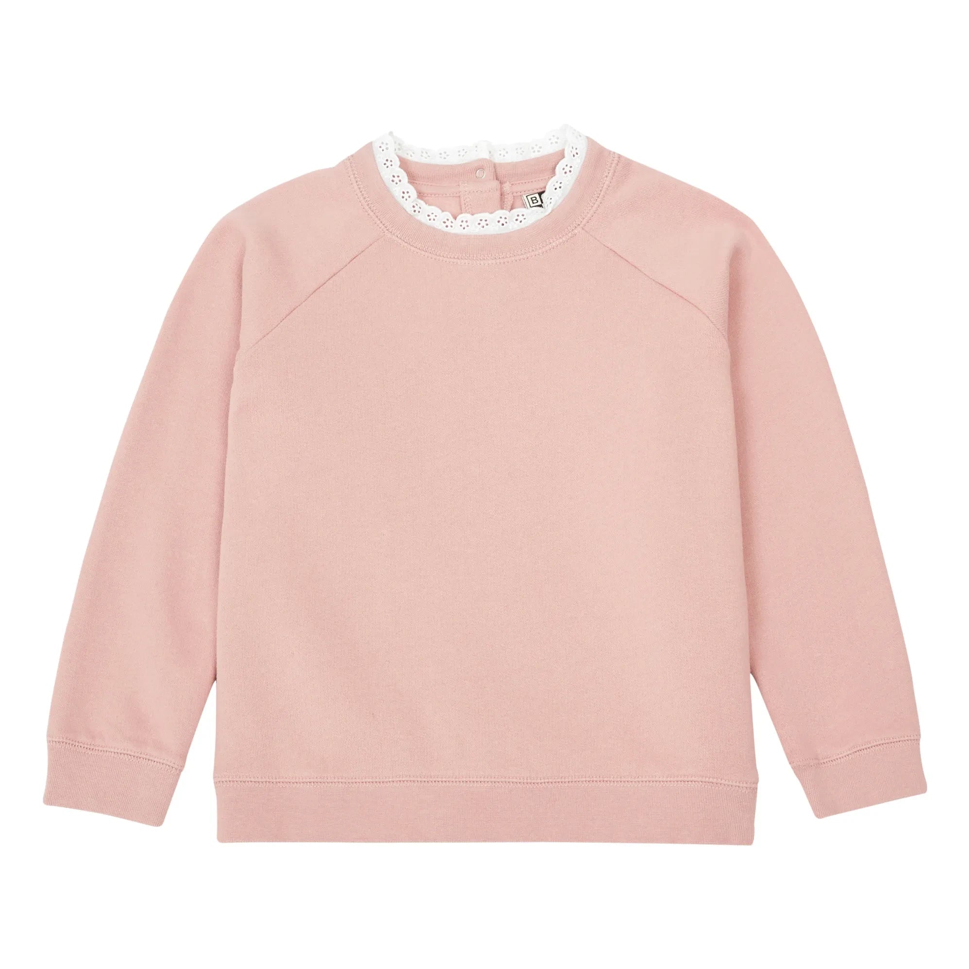Bonton - Sudadera de algodón orgánico Tilia con cuello de encaje | Rosa