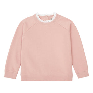 Bonton - Sudadera de algodón orgánico Tilia con cuello de encaje | Rosa