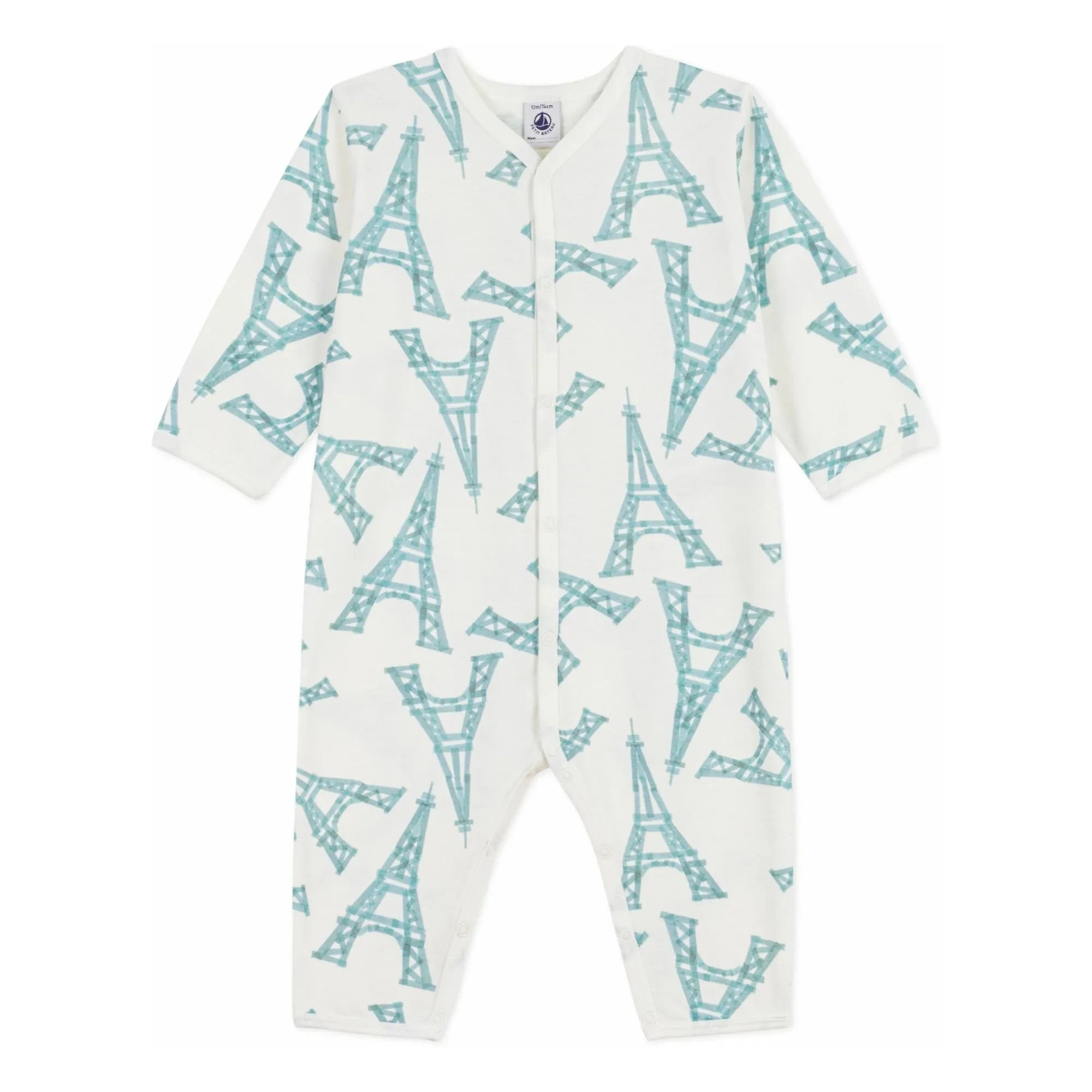 Petit Bateau - Pijama sin pies Buena Noche Torre Eiffel | Blanco