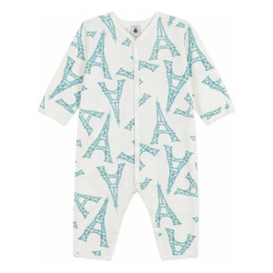 Petit Bateau - Pijama sin pies Buena Noche Torre Eiffel | Blanco