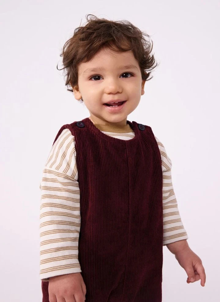 Petit Bateau - Mono de algodón orgánico con textura aterciopelada | Burdeos