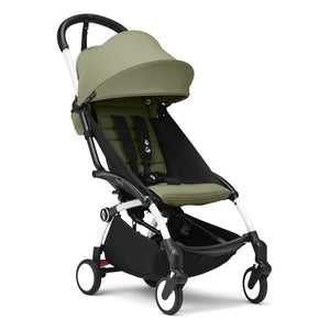 Stokke® - Cochecito YOYO³ completo 0+ y 6+ Chasis blanco | Oliva