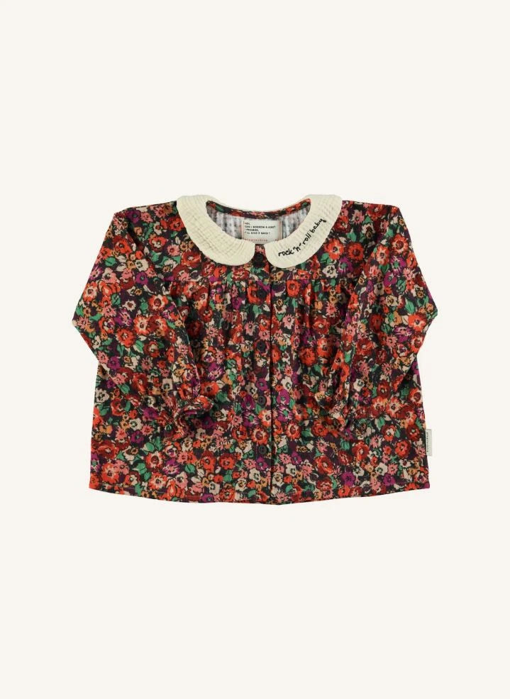 Piupiuchick - Blusa con cuello Claudine y estampado floral | Negro