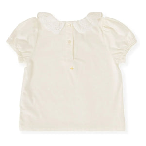 Goldie + Ace - Camiseta con cuello con volantes | Blanco