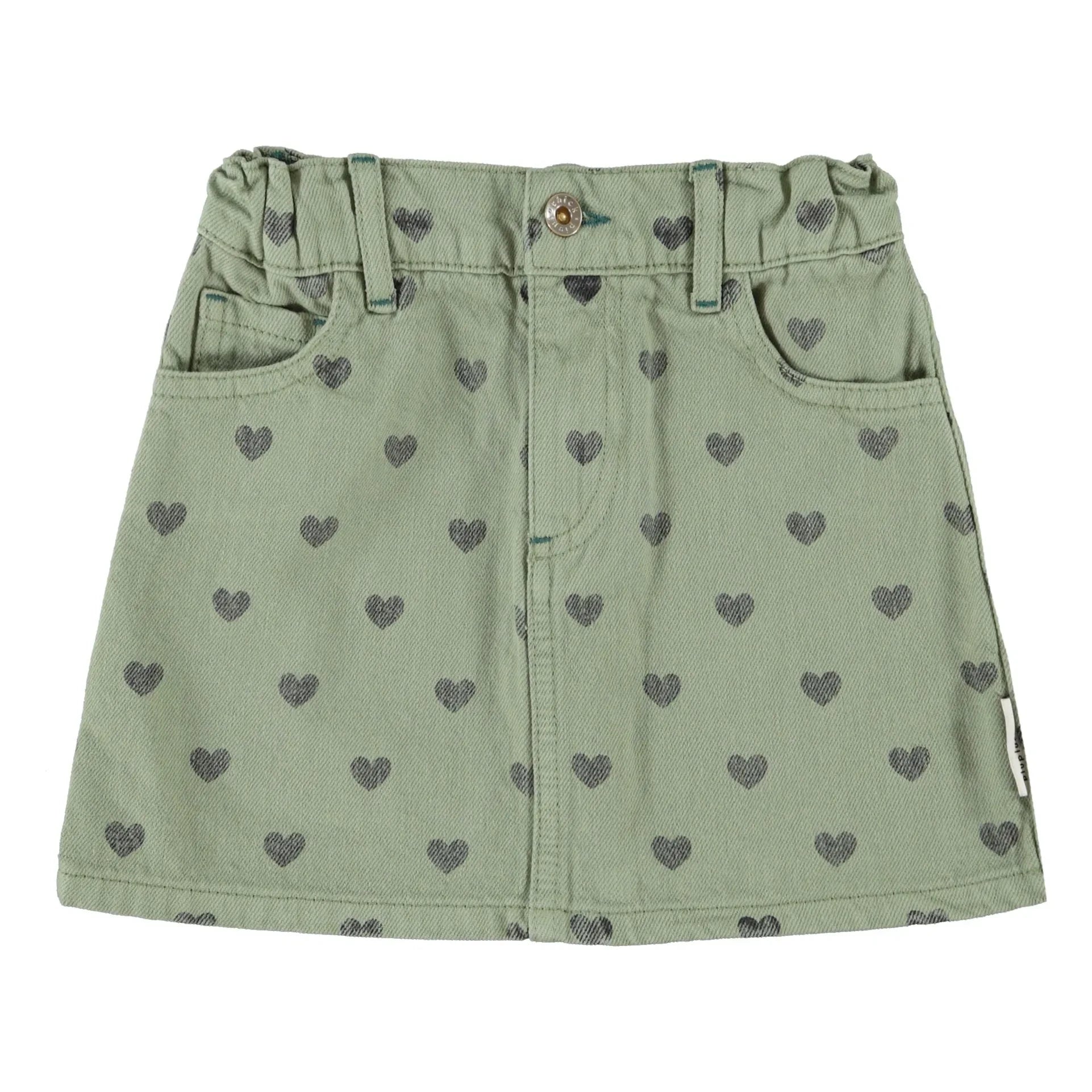 Piupiuchick - Falda de Algodón Orgánico con Corazón | Verde